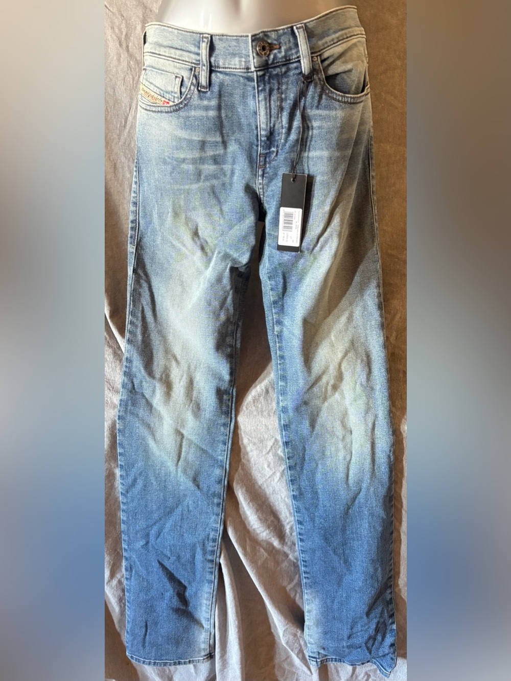 Diesel Women's Light Blue Straight-Leg Stretch Jeans 27W 32L msrp $178